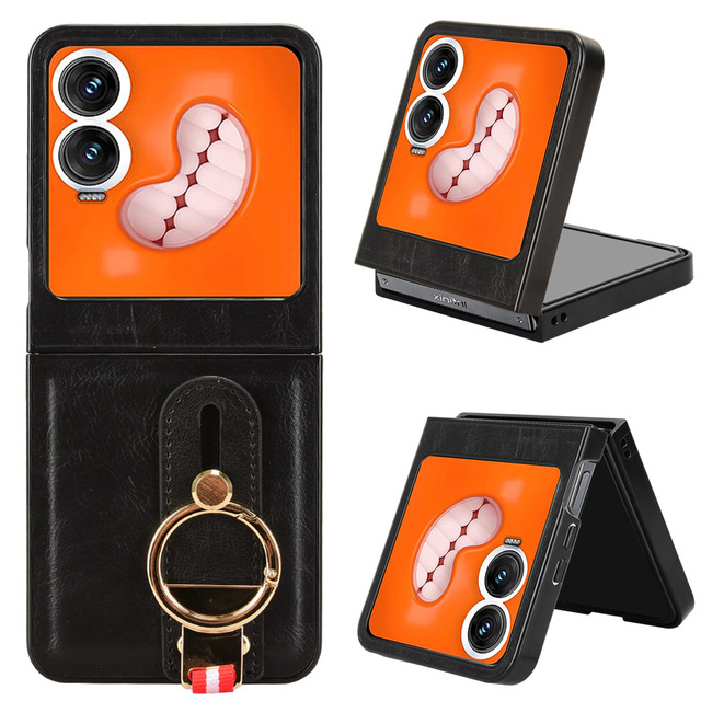 New Multifunctional PU Leather Cover with Wrist Strap Protective Shell for Infinix Zero Flip Mobile Phone Case