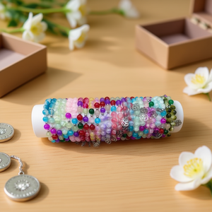 Braccialetto con Ciondolo a Camelia in Vetro, 24 Pezzi, Bracciali Artigianali alla Moda in Acciaio Inossidabile con Perline - Product Image 2