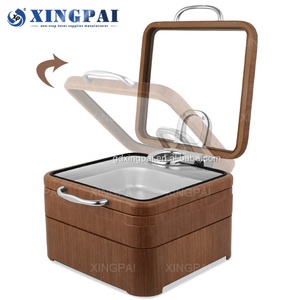 XINGPAI Juego de Calentadores de Comida Hidráulicos de Madera de Sapele de Primera Calidad para Hoteles Cinco Estrellas, para Catering, Banquetes y Restaurantes - Product Image 5