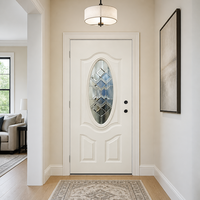Porte intérieure en acier avec insert décoratif ovale en verre teinté, insonorisée, résistante au feu, avec âme en acier, pour usage résidentiel