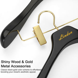 Cintres en <span class=keywords><strong>bois</strong></span> brillant <span class=keywords><strong>de</strong></span> luxe LINDON avec pinces en métal doré, cintre <span class=keywords><strong>de</strong></span> boutique <span class=keywords><strong>de</strong></span> mode, hôtel, <span class=keywords><strong>pour</strong></span> vêtements <span class=keywords><strong>de</strong></span> cérémonie haut <span class=keywords><strong>de</strong></span> gamme - Product Image 5