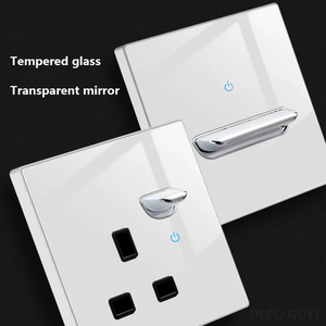 13a Toma eléctrica universal Puertos USB duales, Panel de interruptor de luz de pared LED de vidrio blanco, Enchufe de pared de toma de corriente de Reino Unido Europa <span class=keywords><strong>Malta</strong></span> - Product Image 4