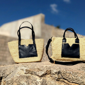 Lady Fashion Bohemian Style Genuine Leather Tote <b>Bag</b> with Black Leather Detail Zipper Closure Cotton Lining MG for <b>Summer</b> - Product Image 6