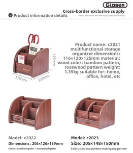 Organisateur de bureau moderne en bambou Glosen <span class=keywords><strong>C2032</strong></span>, créatif et multifonctionnel, type tiroir, à un seul niveau, pour ranger les stylos dans la salle d'étude - Product Image 6