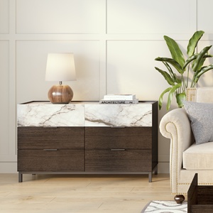<span class=keywords><strong>Commode</strong></span> <span class=keywords><strong>de</strong></span> chambre à coucher <span class=keywords><strong>de</strong></span> style contemporain assortie en <span class=keywords><strong>noyer</strong></span> et marbre <span class=keywords><strong>Commode</strong></span> à 6 tiroirs Armoire à seau en bois disponible dans le salon - Product Image 1