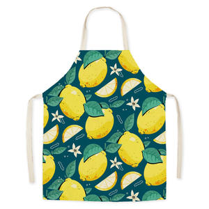 Linen-Like Work <b>Apron</b> with Summer Orange Print Breathable Sleeveless Design Adults & Parent-<b>Child</b> Housework Fruit Pattern <b>Apron</b> - Product Image 4
