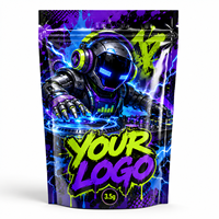 Bolsa Mylar Personalizada de 3.5g, Bolsa con Cierre Hermético Brillante con Logotipo Personalizado, Bolsa de Embalaje Vertical con Diseño de Robot DJ de Dibujos Animados