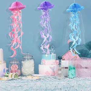 DIY plegable colgante tejido panal medusas papel linterna sirena tema bebé niña cumpleaños fiesta <span class=keywords><strong>Fondo</strong></span> pared Decoración - Product Image 2