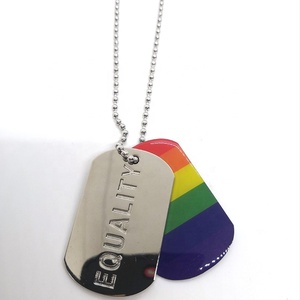 Lesbianas Orgullo Gay Igualdad Arco Iris LGBT Colgante Etiqueta de perro collar cadena - Product Image 1