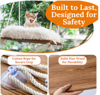 Perchoir de fenêtre en bois massif pour chat avec ventouses puissantes conception de lit hamac capacité de charge gain de place pour lit monté sur fenêtre