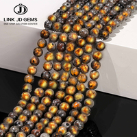 Perles en Pierre Naturelle Polies Motif Flamme Noir Orange, en Stock Local, Livraison en 3 à 7 Jours, pour la Fabrication de Bijoux