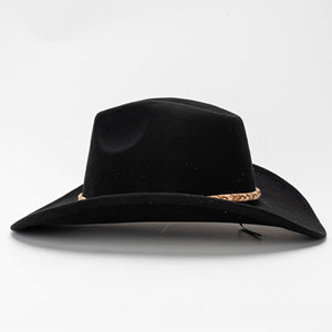 Chapeau de cowboy en feutre pour l'automne et l'hiver, à bord bouclé ethnique, coupe-vent, pour <span class=keywords><strong>homme</strong></span>, femme et couple, chapeau pare-soleil, randonnée en plein air, camping, chapeau de jazz chaud - Product Image 3