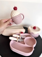 Sans BPA 6 pièces crème glacée anti-déversement bambin bol Silicone bébé alimentation vaisselle enfants ensemble de salle à manger Silicone bébé plaque d'aspiration