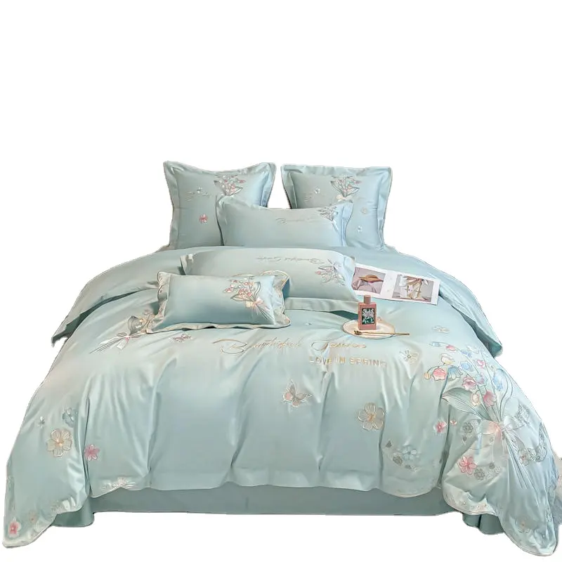Bedding set Luxury Queen King 100 Cotton Case Plain embroidery double single duvet cover