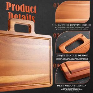 Grande <span class=keywords><strong>planche</strong></span> à découper en bois d'acacia haut de gamme de 15.8 pouces pour griller le cadeau de fête des pères pour le mari ou le <span class=keywords><strong>papa</strong></span> du maître du gril - Product Image 5