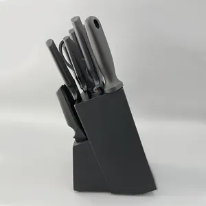 Fulwin Black Chef Knife Set With Knives Bamboo Knives Stand For Sale Wholesale Professional