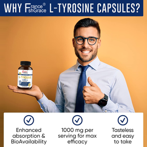 Fabricante de Suplementos Nutracéuticos de L-Tirosina 1000 mg, Energía Celular, Enfoque y Rendimiento, 150 Cápsulas de L-Tirosina - Product Image 4
