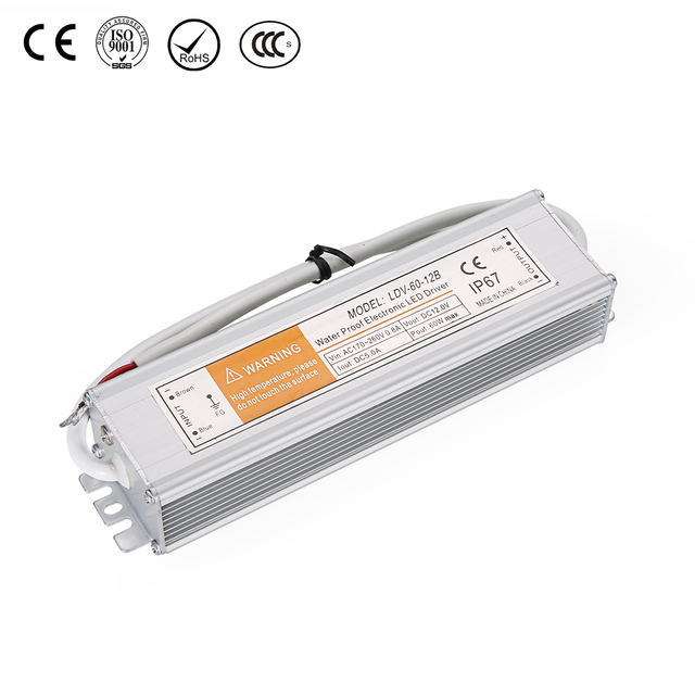 60W 12V 5A Waterproof IP67 Single Output LED Power Supply Driver AC to DC Converter for Industry Outdoor Light Box CCTV