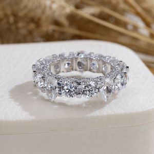 Bague de mariage Messi Jewelry MSR-2087 en or 10 carats, forme poire ronde, diamant éternité, diamant de laboratoire - Product Image 6