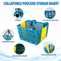 Panier de rangement pour piscine, accessoires de piscine avec ventouse, boîte de rangement multifonctionnelle en PP écologique