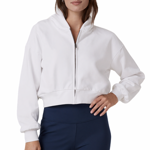 แจ็กเก็ตโยคะแบบซิปรูดทรงสลิมฟิตมีฮู้ดยาวถึงเอวสำหรับผู้หญิงสำหรับฤดูใบไม้ผลิและฤดูใบไม้ร่วง - Product Image 2