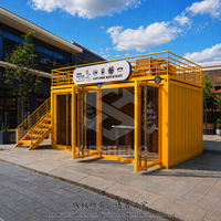 Kiosque conteneur à deux étages, sur mesure, avec cuisine, pour usage commercial extérieur en rue, installation rapide, directement de l'usine