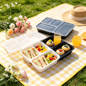 Barquette alimentaire rectangulaire jetable en plastique à <span class=keywords><strong>4</strong></span> <span class=keywords><strong>compartiments</strong></span>, recyclable, pour viande fraîche et plats préparés – Vente en gros à chaud - Product Image 5