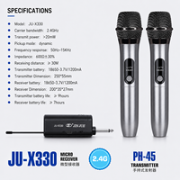 JINJUE JUX330 Harga Pabrik Mikrofon Genggam Dinamis Nirkabel 2.4G Berbahan Logam untuk Pengajaran, Konferensi, Gereja, Luar Ruangan, Dalam Ruangan, Grosir