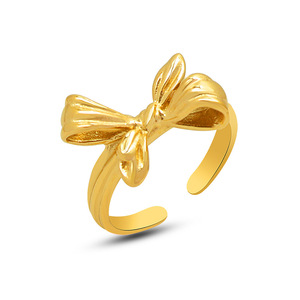 Modischer 18K Vergoldeter Anlaufgeschützter Schleifenring - Verstellbarer Edelstahl-Schmuck für Hochzeit & Party - Product Image 1