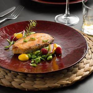Luxury Ceramic Tableware Plates <strong>Set</strong> for Hotel Restaurant 8 Inch Glossy <strong>Red</strong> Glaze Western Steak <strong>Dinner</strong> Plate - Product Image 4