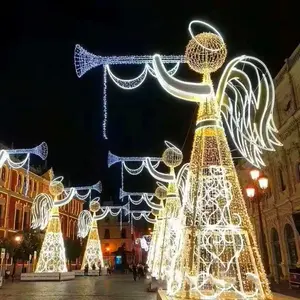 Luz Led navideña con motivo de Ángel, decoración comercial para exteriores, para Navidad