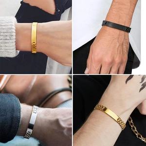 Pulsera para hombre, chapada en metal, pulsera grande grabada personalizada, 8.27-8.66 pulgadas <span class=keywords><strong>de</strong></span> largo - Product Image 5