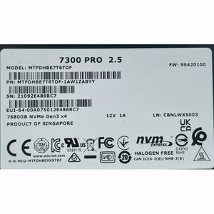 Micron 7300 PRO U.2 7.68T SSD MTFDHBE7T6TDF-1AW1ZABYY用 - Product Image 3