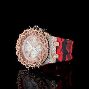 Montre pour homme 41 mm avec cadran antique, diamant moissanite, style hip-hop, mouvement japonais à quartz automatique, mécanique, plongeur, acier - Product Image 3