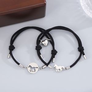 2Pc/Set Couple Horse Matched <b>Bracelet</b> Adjustable Milan <b>Rope</b> Stainless Steel Magnetic Charms <b>Bracelets</b> for Men and Women Jewelry - Product Image 3