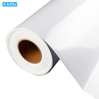 Film de vinyle auto-adhésif pour voiture Papier d'impression imperméable éco-solvant pour affiches Rouleau de papier synthétique PET blanc mat pour affiches
