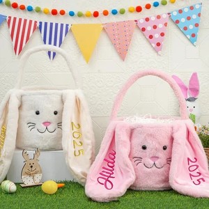 Borsa Tote in <span class=keywords><strong>Peluche</strong></span> a Forma di Coniglio Adorabile per Ordini all'Ingrosso <span class=keywords><strong>con</strong></span> <span class=keywords><strong>Nome</strong></span> Ricamato per Collezione Uova di Pasqua e Regalo per Bambini - Product Image 4