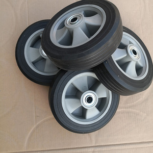 Solid Rubber Caster <b>Wheels</b> 8 Inch Ball Bearing Firm Tread For Handcart Tool <b>Cart</b> - Product Image 3