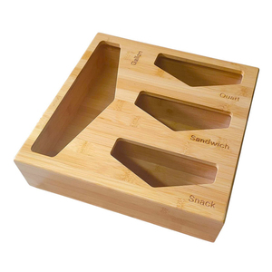 Storage SOPEWOD Bamboo Kitchen Drawer Ziplock Bag Organizer Storage Box Compatible Food Storage Bag Organizer