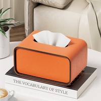 Boîte à mouchoirs moderne en cuir PU de luxe, porte-serviettes pour la décoration de la maison, boîte à mouchoirs de bureau