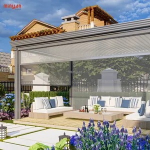 Açık gazebo elektrikli geri çekilebilir çin pavilion teras bahçe sunroom alüminyum alaşım villa avlu açık