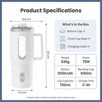 Blender portable intelligent sans BPA en Tritan, rechargeable par USB, bouteille shaker sans fil pour les smoothies et les milkshakes