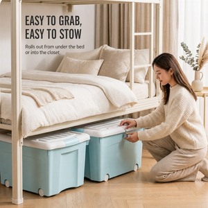 <span class=keywords><strong>Contenedores</strong></span> <span class=keywords><strong>Apilables</strong></span> de Plástico Azul Rubbermaid <span class=keywords><strong>para</strong></span> <span class=keywords><strong>Reciclaje</strong></span>, 14 Galones, <span class=keywords><strong>para</strong></span> Organización de Garaje y Cocina - Product Image 2