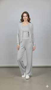 ชุดเซ็ต 3 ชิ้น คุณภาพพรีเมียม สำหรับผู้หญิง ดีไซน์ทันสมัย ผ้าทอเนื้อคอร์ด ทรงเอวธรรมชาติ ผลิตจากผ้ารักษ์โลก เหมาะสำหรับใส่ลำลองหรือทำงาน - Product Image 3