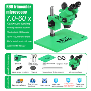 Maant R60ตาท้องฟ้ากล้องจุลทรรศน์สามตาพร้อม7-60X ซูม0.7X 6.0X เลนส์วัตถุประสงค์สำหรับการตรวจสอบในอุตสาหกรรม pcd/sm/<span class=keywords><strong>bga</strong></span> - Product Image 2