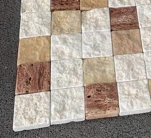 بلاط حجر الترافرتين المختلط الأحمر والبيج والأبيض، حجارة متدحرجة لتبليط الأرضيات الخارجية في الفناء والحديقة والمناظر الطبيعية - Product Image 6