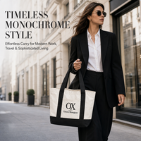 Sac fourre-tout en toile personnalisé avec monogramme brodé, sac à main noir avec poche avant, sac en coton robuste pour le travail et les voyages