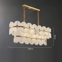 Lustre en albâtre au design créatif haut de gamme, entièrement en cuivre, marbre naturel, luminaires pour salon, salle à manger, CE RoHS