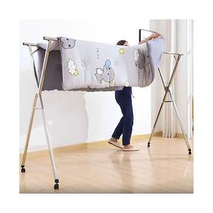 DB 2.4m Portable debout étendoir à linge pliable peu encombrant porte-linge roues pour usage extérieur mur facile - Product Image 4