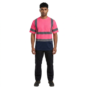 Custom High Visibility Construction Short Sleeve <b>T</b> <b>Shirt</b> Safety <b>Hi</b> <b>Vis</b> Work <b>Shirts</b> Breathable Security Reflective Men's <b>Shirts</b> - Product Image 1